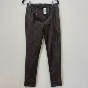 J Mclaughlin Womens Hastings Pant 6 Faux‎ Leather Sailor High Rise Button Front